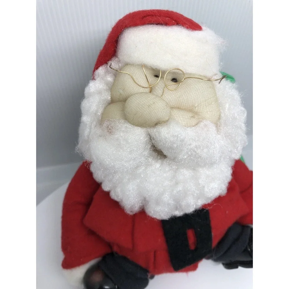 Plush Santa Claus Christmas Decoration Wire Glasses Plastic Boots Curly Beard 6
